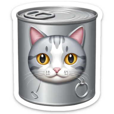 a flat round cat food can sticker