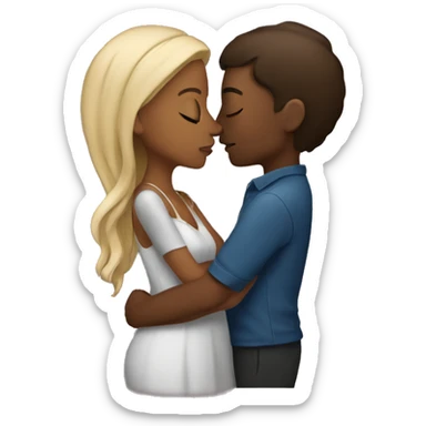 Two brown skin couples kissing sticker