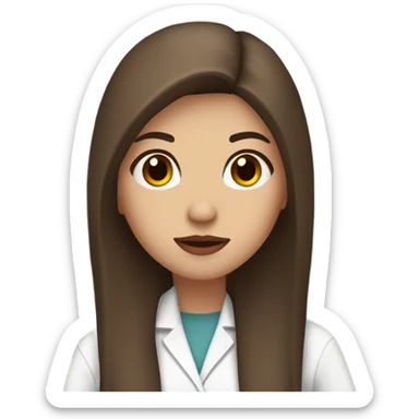pretty Female doctor long straight brown hair amber eyes and red lips  sticker