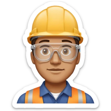 man making a model of a building wearing transparent protective safety glasses sticker