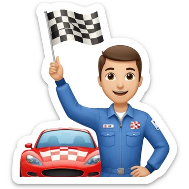 SONO UN DIRETTORE DI GARA AUTO E SBANDIERO CON LA BANDIERA A SCACCHI PUOI GENERARE MENTRE SBANDIERO AUTO sticker