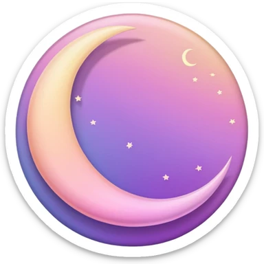 Shiny pastel rose-pink-lavender-violent-gradient crescent moon sunset aesthetic scenery  sticker