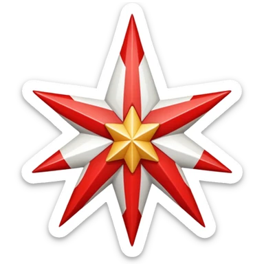 a twelve point star with slightly rounded borders, red and white stroke sticker