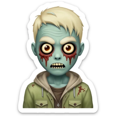 scary zombie boy emoji with black background sticker