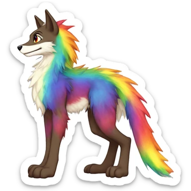 Furry, sparkle, rainbow, animal, anthro, full body, fursona, sergal-protogen sticker