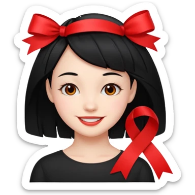 girl that have a red ribbon in her hair the hair is black  sticker