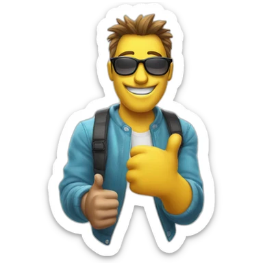 Smiley with cool glasses  and double thumbs up sticker