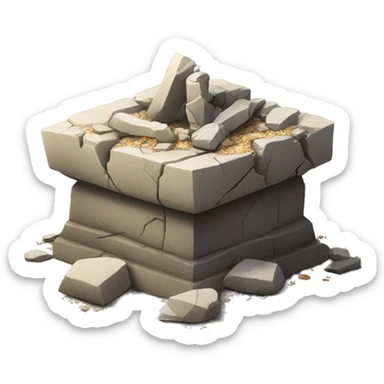 stone Altar broken down with pieces of it on the ground sticker