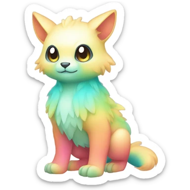 Cute cool pastel gradient shiny colorful animal hybrid Fakemon full body sticker