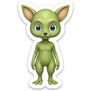 full body cute peacefull alien furry with 2 legs and eye stalks stands upright and looks intelligent ...wears clothing. not green..looks happy and cudly... doesnt have eyes on face, there is a stalk coming from top of head with a single large eye sticker