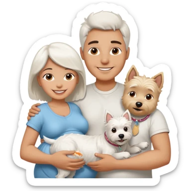 a man and a pregnant woman and a Westie dog sticker