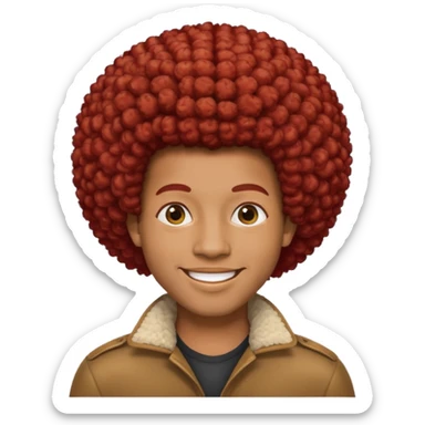 black man afro red hair sticker