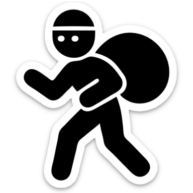 Add a bag of loot to the male pickpocket character, keep the icon solid style, with no background. sticker