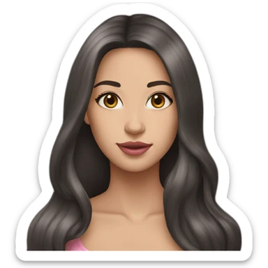 Pretty woman very long dark hair and long face light skin pink lips sticker