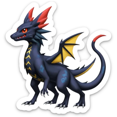 Spooky Nargacuga-Salandit-Umbreon-Noibat-Noivern-Silvally-Pokémon-Fakémon-fusion (full body) sticker