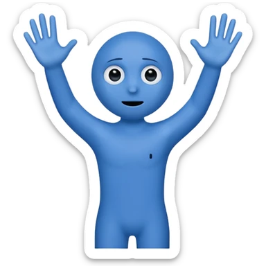 an annoying person saying "6 7" every second waving their hands, and their body is just the letters 6 and 7. they are blue. their eyes are at the top of the 7 and the hole in the 6.the have black legs and arms, but their hands are white. sticker