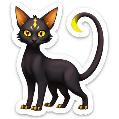 Black edgy Noivern-Purloin-Torracat-Sphynx-Lykoi-Caracal-cat-Fakemon-fusion-hybrid-creature sticker
