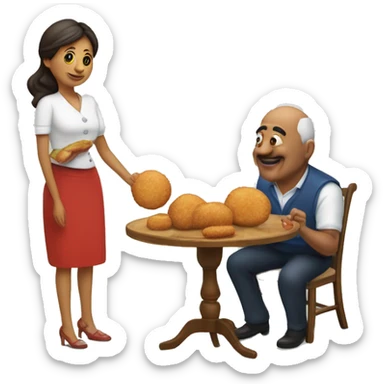 Papá dando croquetas a una mujer sticker