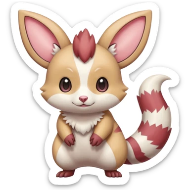 Cute adorable kawaii big-eyed anime-styled pastel Furret-Minccino-Zangoose-Buizel-hybrid-fusion, full body sticker