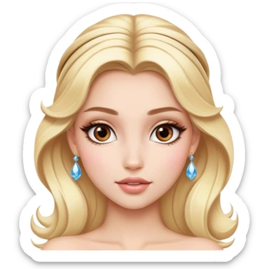 blonde model with brown eyes, luxury makeup, disney princess sticker