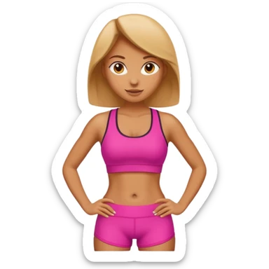 sporty woman cartoon emoji style belly abs sticker