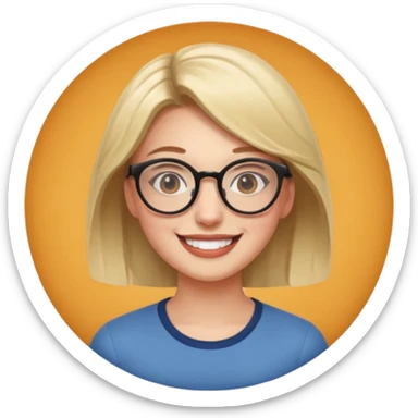 une personne joli de face avec des detail et des accessoires /lunettes dans un rond  sticker