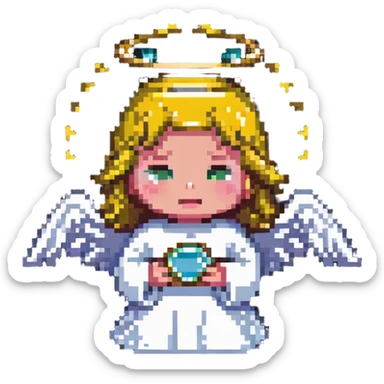 angel with a halo, crying sticker