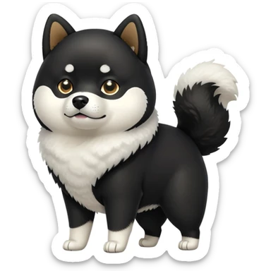 cute black Shiba Inu dog standing full body view sticker