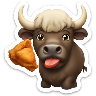 A buffalo with a chicken wing  sticker