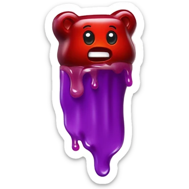 Purple gummy bear with red chamoy sauce dripping rom the top of it  sticker