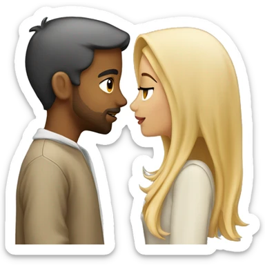 arab girl kissing blonde boy sticker