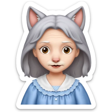 The big bad wolf put on Grandma's clothes and disguised itself as a human. sticker