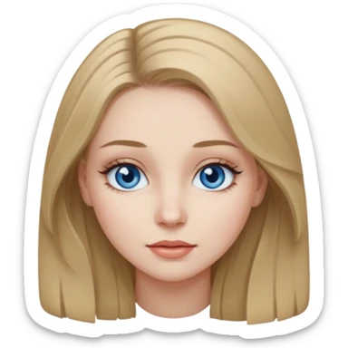 Girl with pale skin dark blonde hair and eye lashes sticker