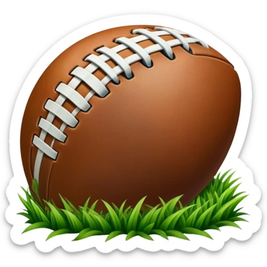 Cinematic Realistic image of an AFL ball resting on a lush, grassy field, showcasing weathered leather textures and intricate markings, bathed in soft, natural lighting that emphasizes its iconic role in the game sticker