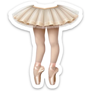 Humanless emoji for Ballet: close-up of key ballet attributes like a pair of pointe shoes, a tutu, and a ballet barre. The icon should capture the elegance and precision of ballet, with a focus on these iconic elements. Transparent background. sticker