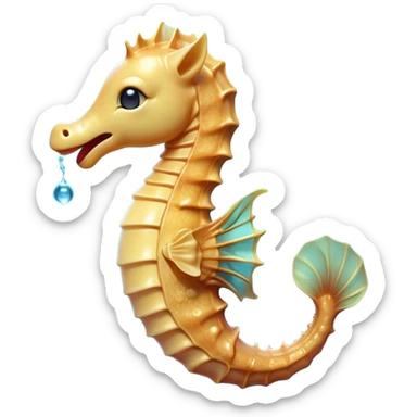 Cinematic Realistic Cute Yawning Sea Horse Portrait Emoji, Head tilted slightly with a dramatic, wide-open yawn, showcasing a soft, flowing body with gently drooping fins and half-closed, drowsy eyes rendered in delicate detail, high shine, relaxed yet expressive, styled with a dash of underwater charm, soft glowing outline, capturing the essence of a sleepy yet affectionate sea horse that appears ready to rest in tranquil water. sticker