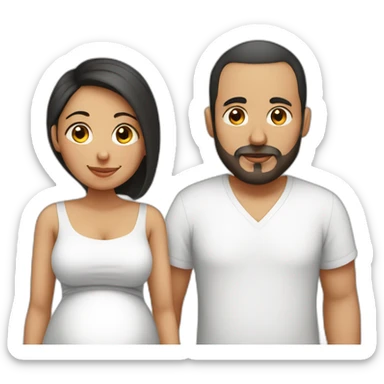 Latin pregnant wife and husband no face hair sticker