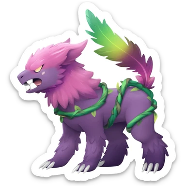 Elemental Exotic Tropical Feathery Fuzzy Sparky Fierce Viney Vinal Dusky Aurorus-Amaura-Auroras-Pokémon-Fakémon-creature sticker