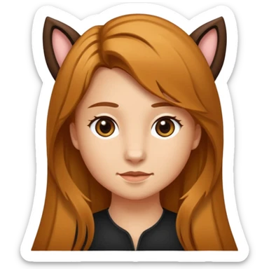 Ein braunhaariges Mädchen mit langen glatten Haaren und sitzend auf einem Braunen Pferd mit schwarzer Mähne ohne Abbzeichen sticker