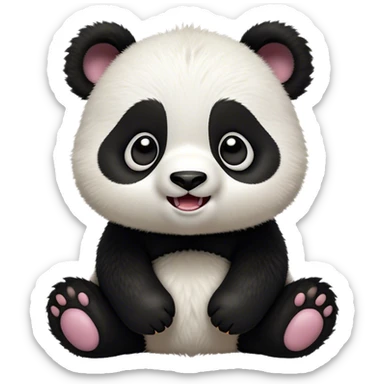 Cinematic Comical Baby Panda Portrait Emoji, Head tilted dramatically with an exaggeratedly amused expression, featuring a quirky, fluffy black and white Fur with wide, expressive eyes filled with playful disbelief, Simplified yet hilariously expressive features, highly detailed, glowing with a slightly sassy glow, high shine, dramatic yet playful, stylized with an air of cheeky mischief, bright and endearing, soft glowing outline, capturing the essence of a spirited and over-the-top baby panda, so meme-worthy it feels like it could roll its eyes into internet fame instantly! sticker