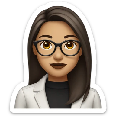 latina with glasses and dark long brown straight hair with big lips sticker