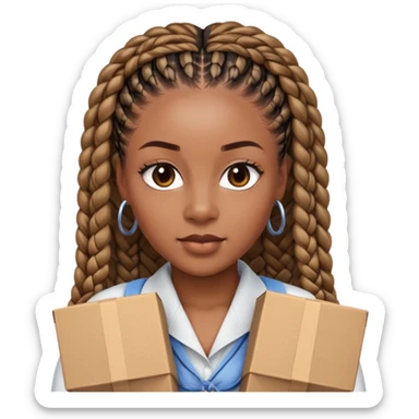 A Black woman with brown skin and box braids (long, neatly styled, possibly tied up or loose) sticker