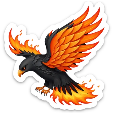 A black wing on fire sticker