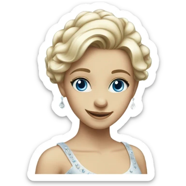 smiling girl in elegant dress she has blue eyes sticker