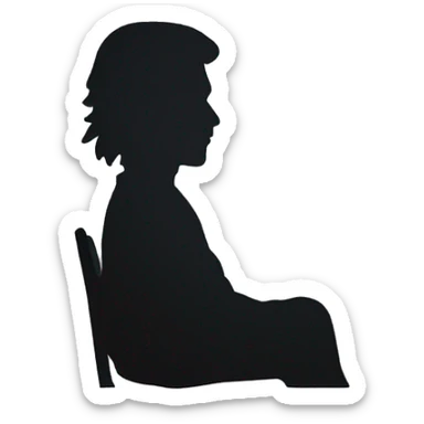 silhouette of a man sitting with long hair facing the viewer sticker
