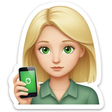 blonde-girl-with-phone green eyes sticker