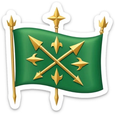 The Circassian flag (or the Flag of Adygea) is the national flag of the Circassians. It has a green background with twelve gold stars forming an arc that looks like a bow. There are three crossed arrows in the center. sticker