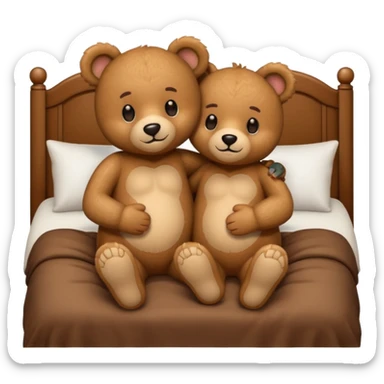 Teddy bear couple in the bed hug  sticker
