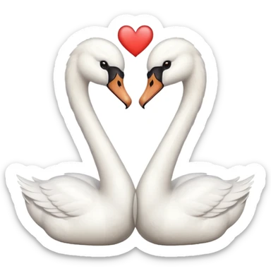 Two swans facing each other head to head, making heart shape sticker