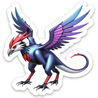 Futuristic Modern Shiny Metallic Alloy Cyber-Nargacuga-Noivern-Skarmory-fusion (full body) sticker